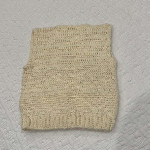 Vintage Hand Made Crochet Knit Vest Ivory Cream 1950’s 60’s Like New - Picture 6 of 10